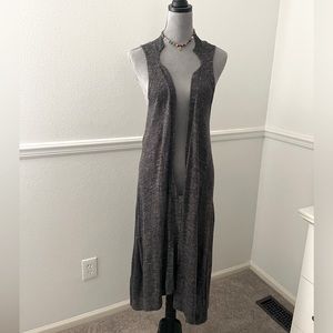 Free People Charcoal Tweed Maxi Trench Vest